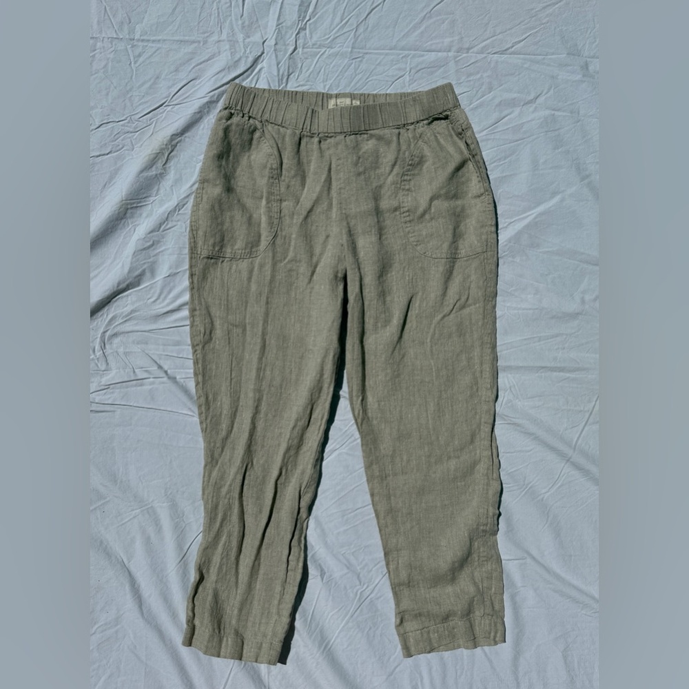 Not Perfect Linen Genova Pants with elastic waist, beige, size L